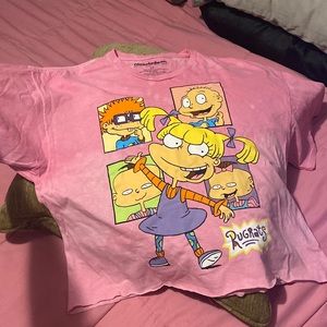 Nickelodeon Rugrats oversized cut off t-shirt Size 1X.  90s nostalgia Pink crop